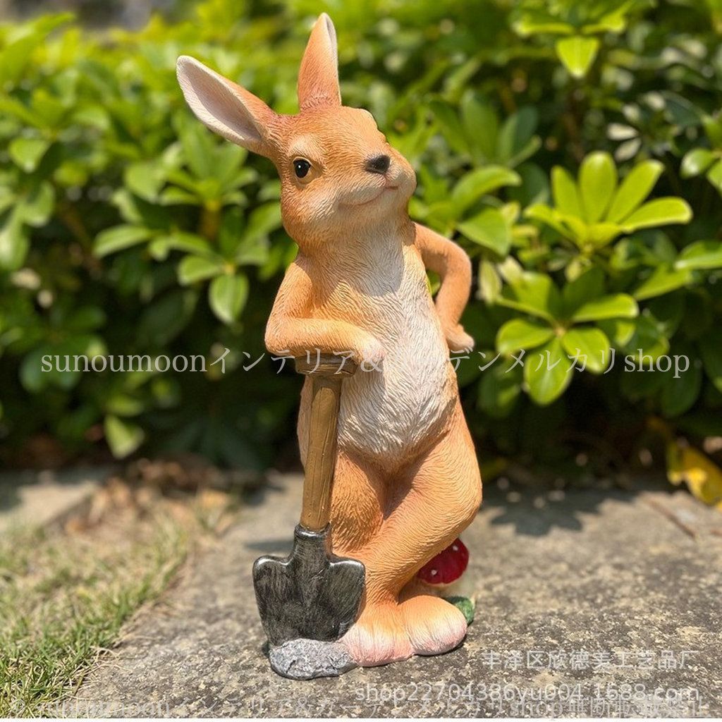 おしゃれ 置物 ガーデンインテリア ガーデンオブジェ お洒落 ウサギ うさぎ ガーデン雑貨 かわいい 樹脂 ガーデン 8-14 アニマル インテリア 雑貨 庭の装飾 ラビット ガーデニング