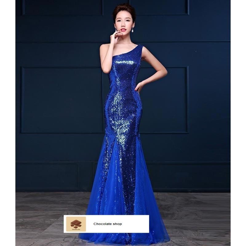 カラードレス ロングドレス マーメイドドレス ブルー ワンショルダー 演奏会 発表会 フォーマル 舞台 演出服 ステージ衣装 ファスナー 青 WP数量 価格926