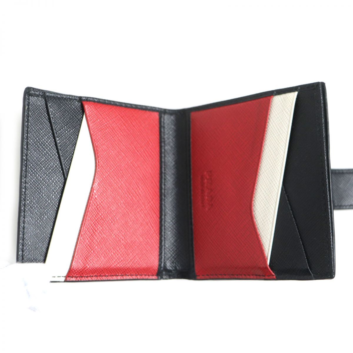 プラダ 二つ折り財布 サフィアーノ レザー マルチカラー ロゴ 1ML225 美品 プラダ 二つ折り財布 サフィアーノ ロゴ金具 マルチカラー 1ML225