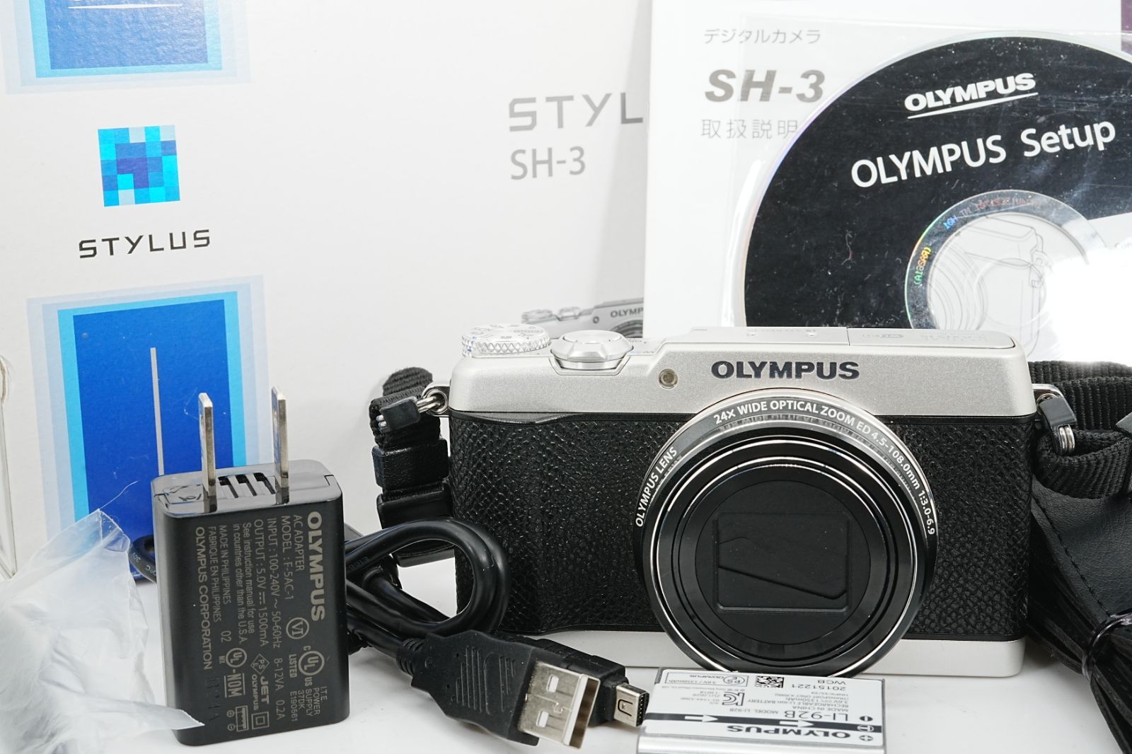 美品 OLYMPUS コンパクトデジタルカメラ STYLUS SH-3 シルバー 光学式5軸手ぶれ補正 光学24倍&超解像48倍ズーム SH-3  SLV - メルカリ