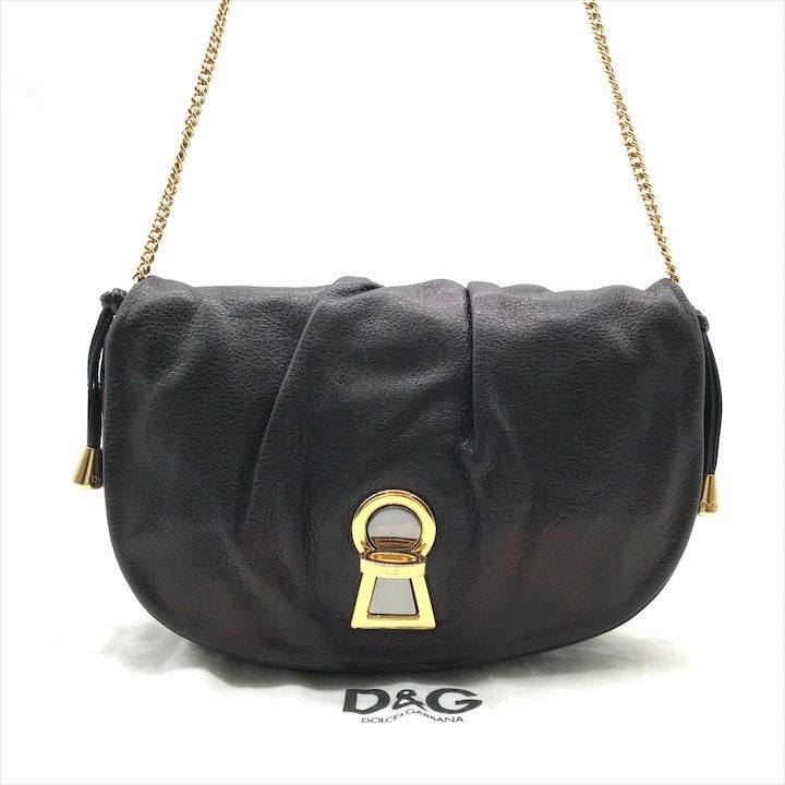 DOLCE-GABBANA ドルチェアンドガッバーナ レザー ブラック チェーン ショルダー バッグ 斜め掛け レディース ブランド かばん k5387