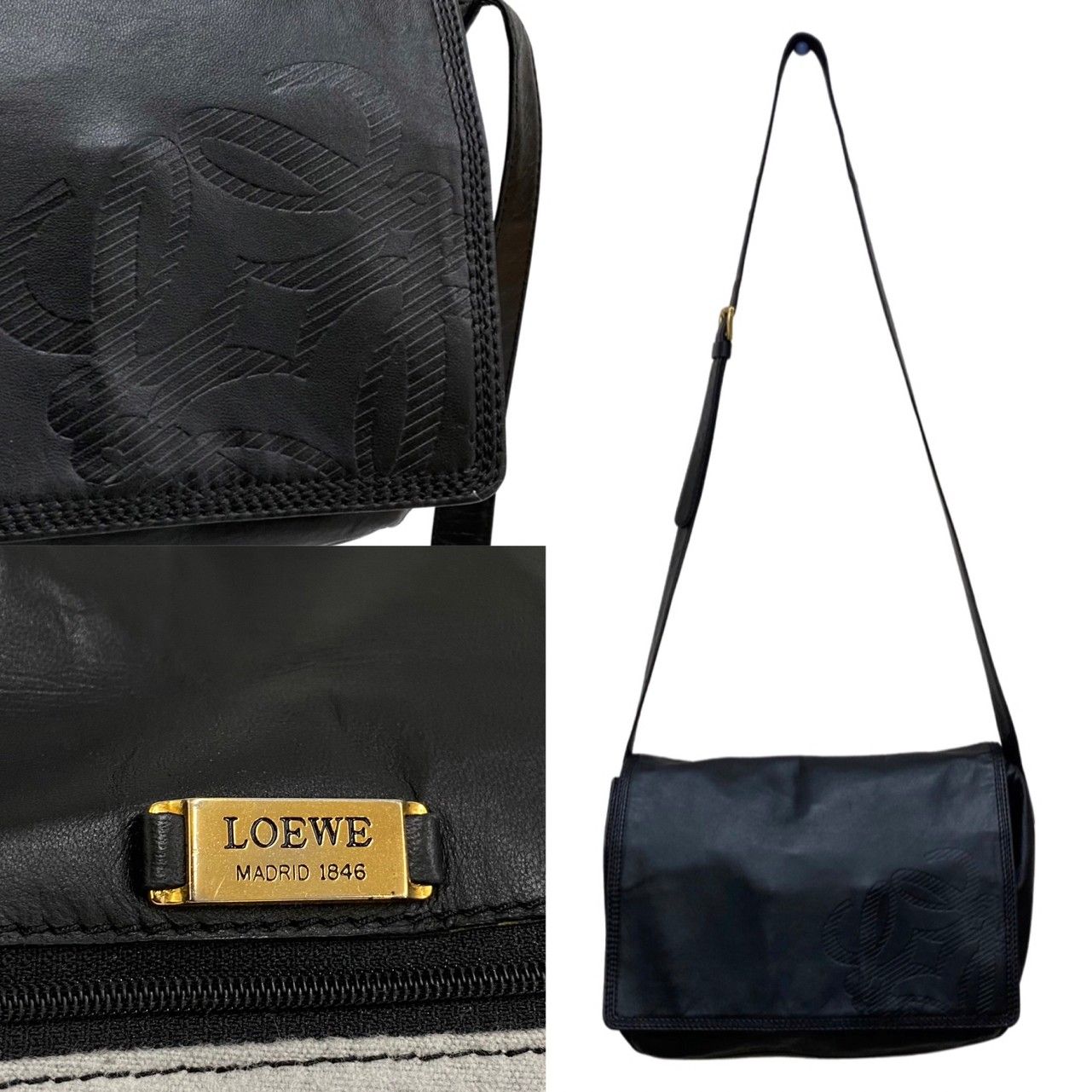 極 美品 希少品 LOEWE ロエベ ヴィンテージ アナグラム ロゴ ナッパ