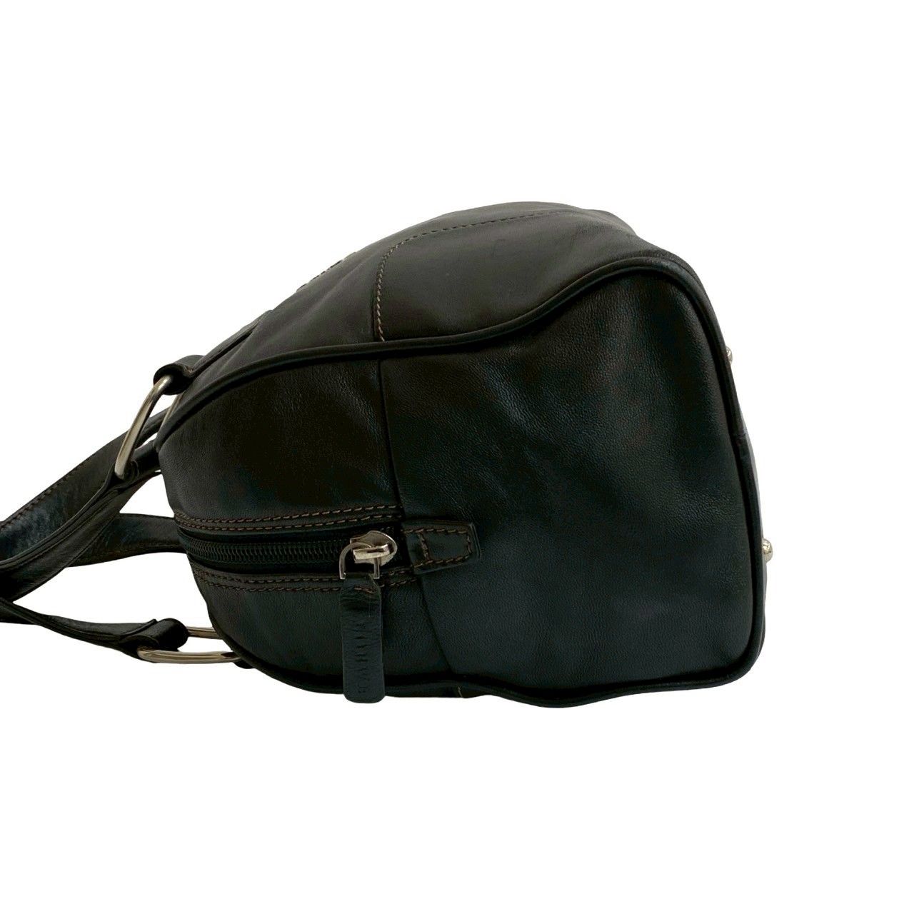 美品 ロエベ 2way ボストンバッグ アナグラム ロゴ型押し オールレザー 黒 極 美品 LOEWE ロエベ アナグラム ロゴ シルバー 金具 ステッチ