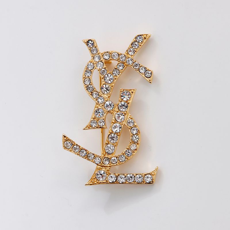 YVES SAINT LAURENT イヴ・サンローラン ブローチ YSLロゴ ライン 