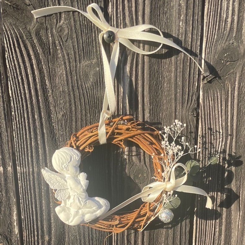 天使のアロマストーンリース☆アロマオイル付＊かすみ草＊ベリー  