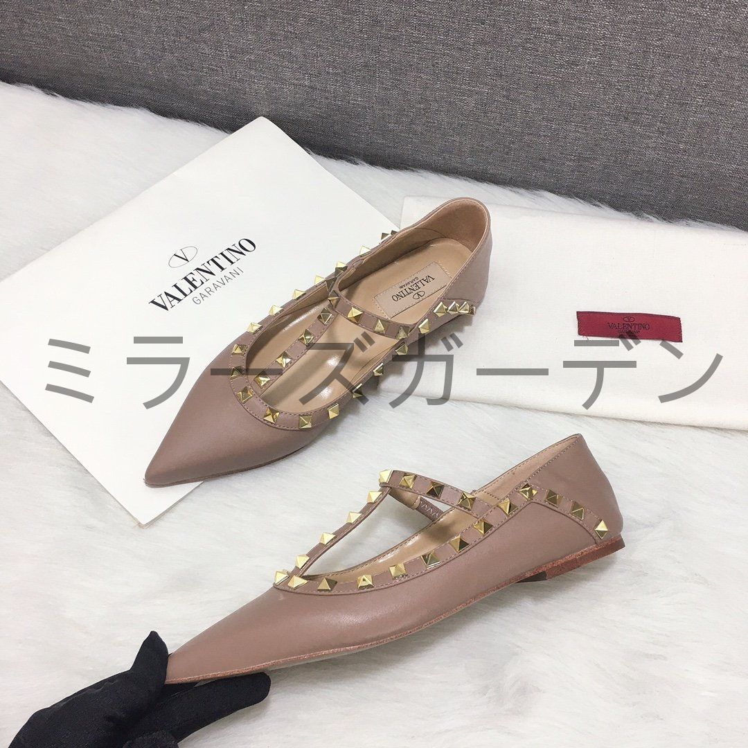 美品】バレンティノスタッズフラットシューズ