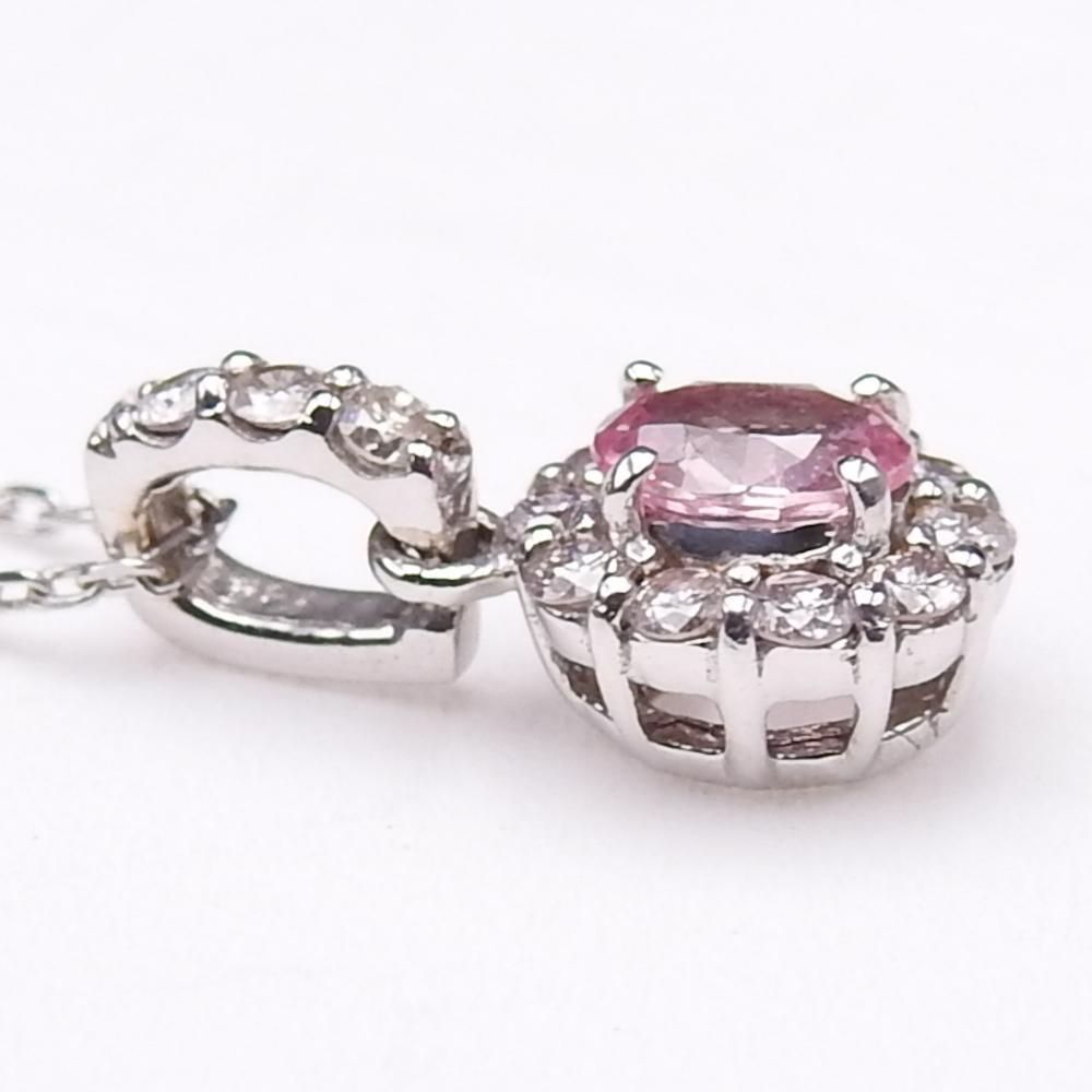 K18WG パパラチャサファイアS 0.16 ダイヤモンド0.13 ネックレス  