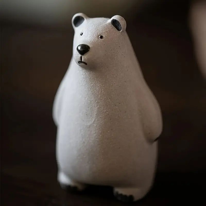 シンプルなホワイトベア装飾品 石材製 7.8cmの北欧風置物