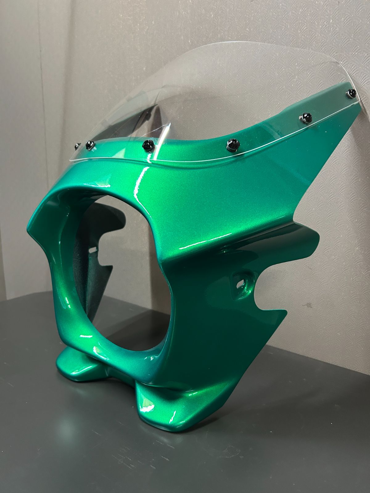 鏡面仕上げ Z650RS ビキニカウル キャンディエメラルドグリーン 純正色 ショートスクリーン クリア マウントボルト ボルト類一式付属