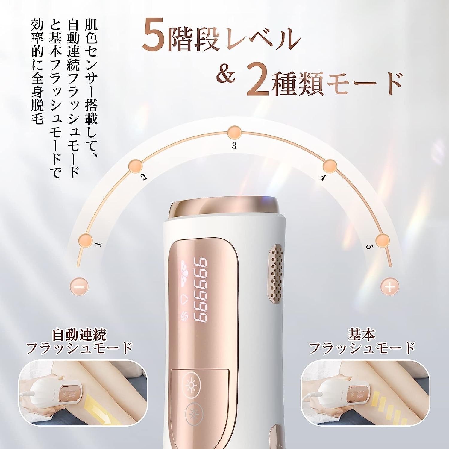 ANLAN IPL光脱毛器 2種類ヘッド 5階段調整 ジェル付き 99万発照射 全身