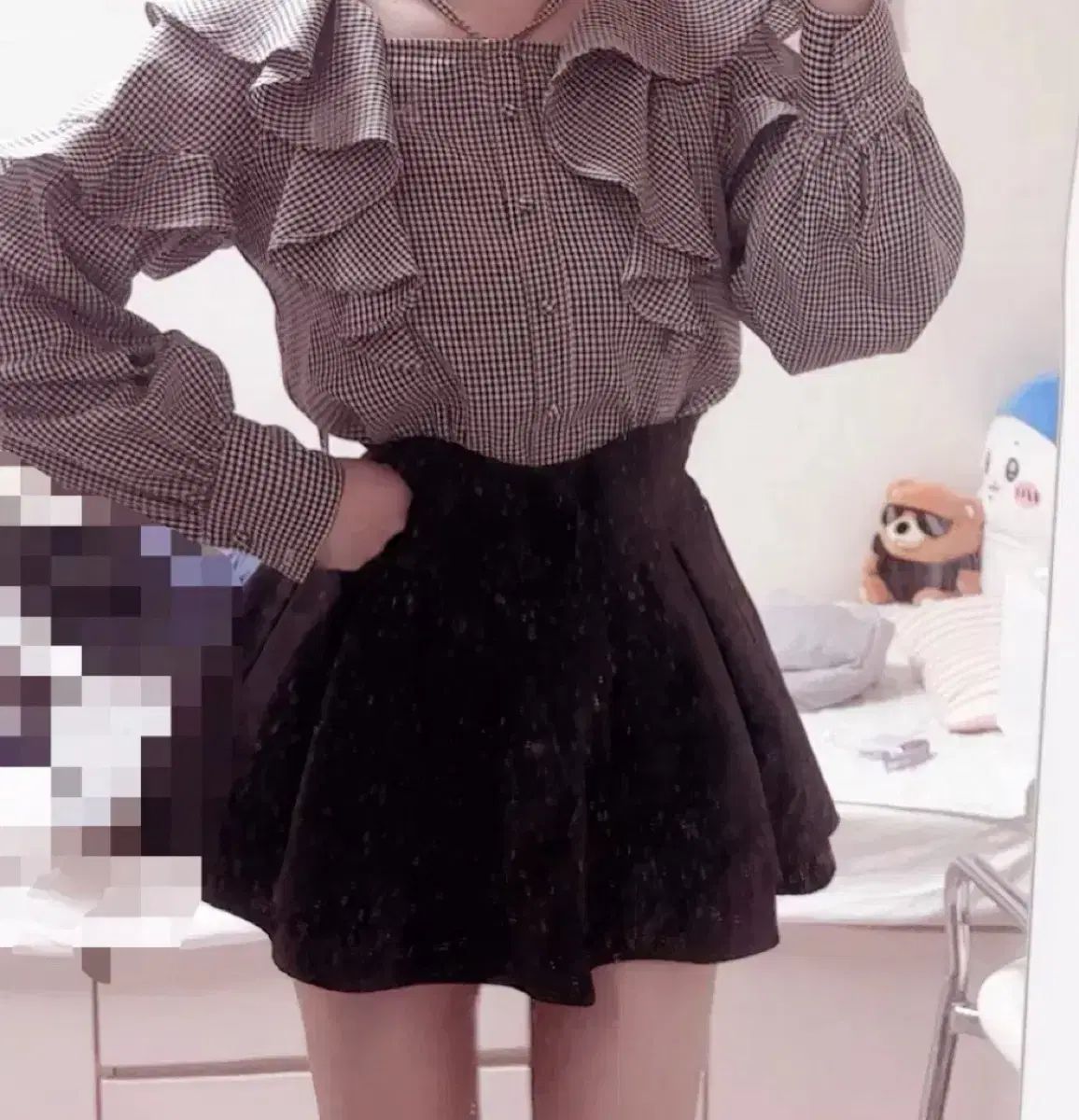 格安 エブリン チドリ セットアップ スナ系 Girl リー ギンガム ブラウス ズボン