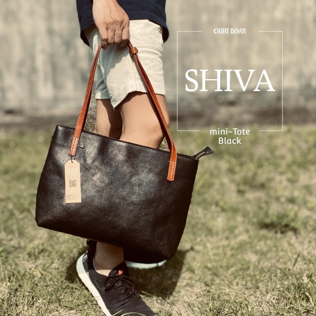 ◇SHIVA 牛本革 シワ加工 シュリンクレザー 小型トートバッグ メンズ 
