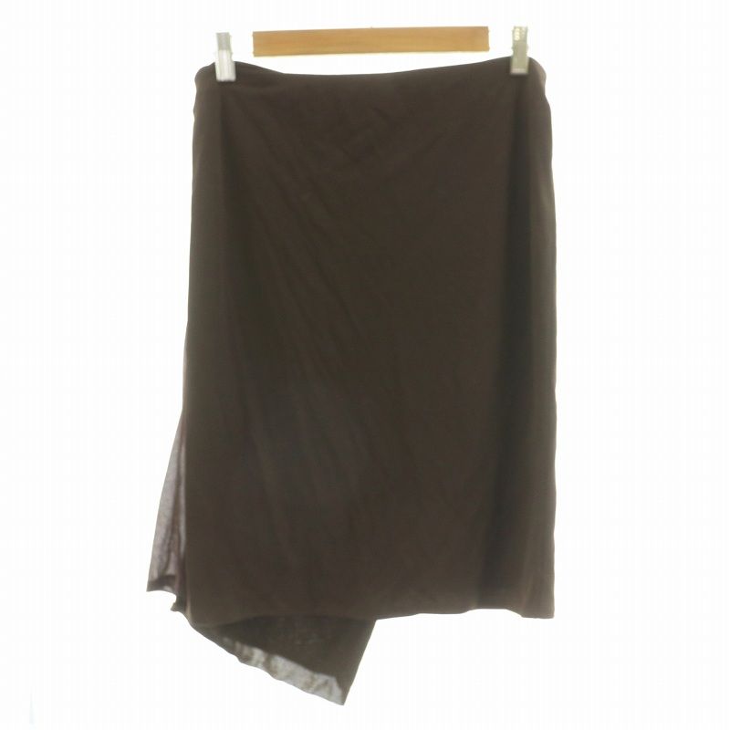 グッチ GUCCI 巻きスカート ラップスカート ひざ丈 レーヨン 38 S 茶