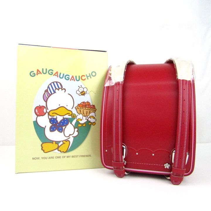 ランドセル 牛本革 レザー フラワー カーマイン×ピンクステッチ 赤 キッズ 女の子用 school bag
