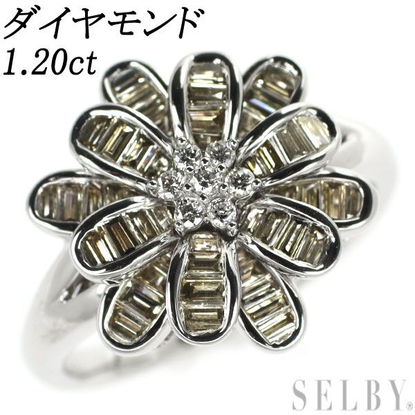K18WG ダイヤモンド リング 1.20ct フラワー 出品2週目 SELBY