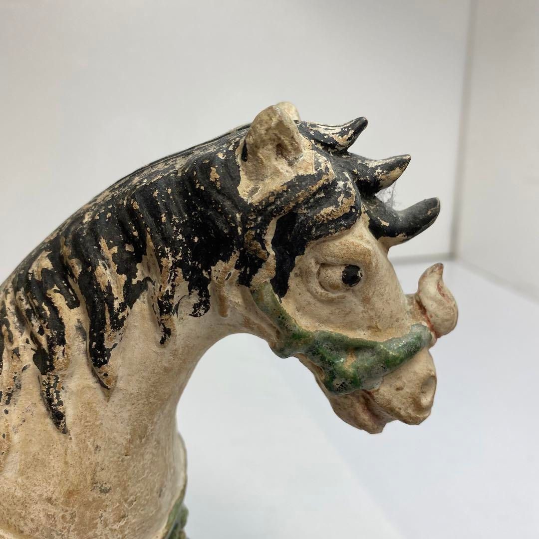 驚異の 中国三彩 騎士 置物 高さ約29.5㎝ 東な6-0507