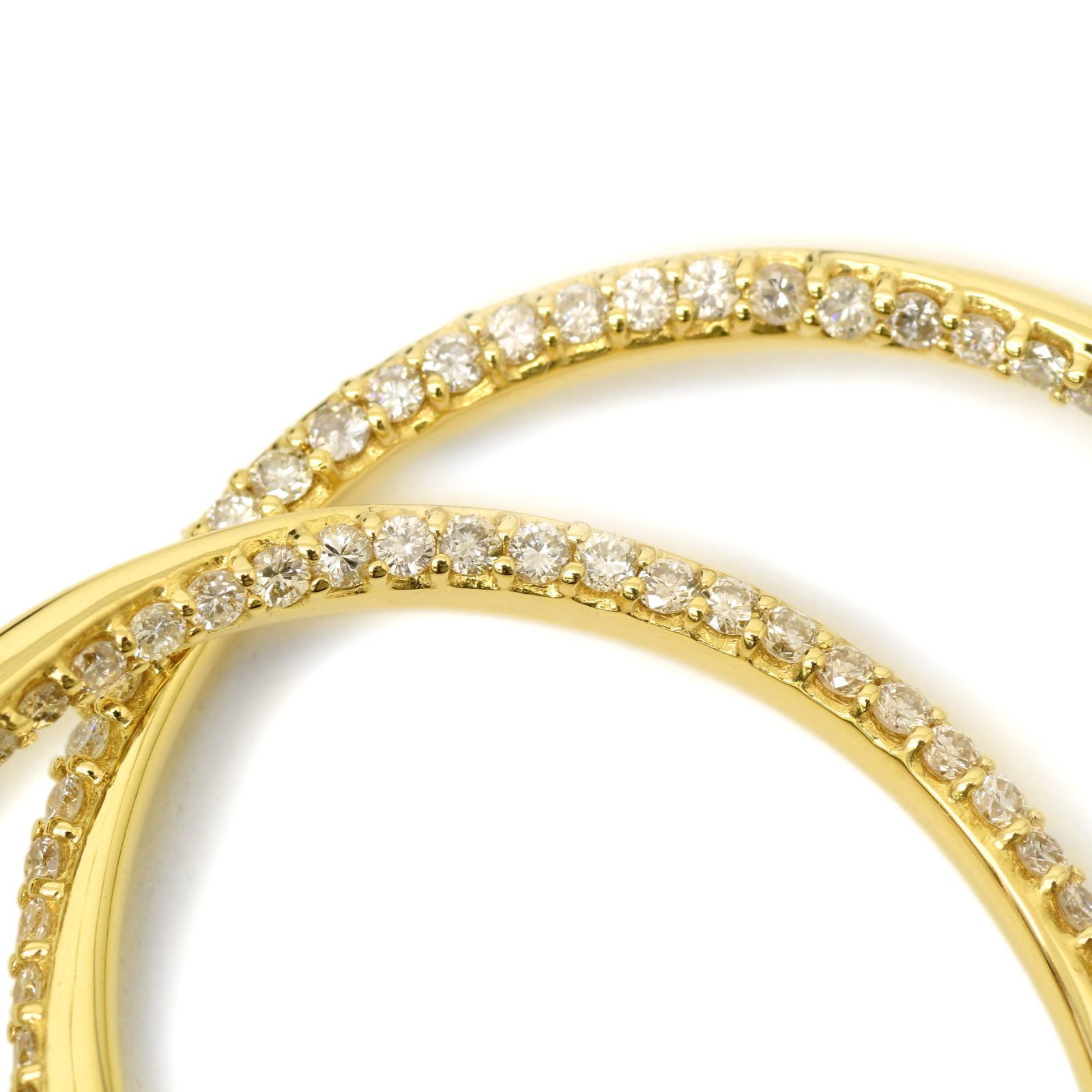 K18 ダイヤ フープ ピアス 0.76ct/0.76ct 14.8g YG イエロー ゴールド