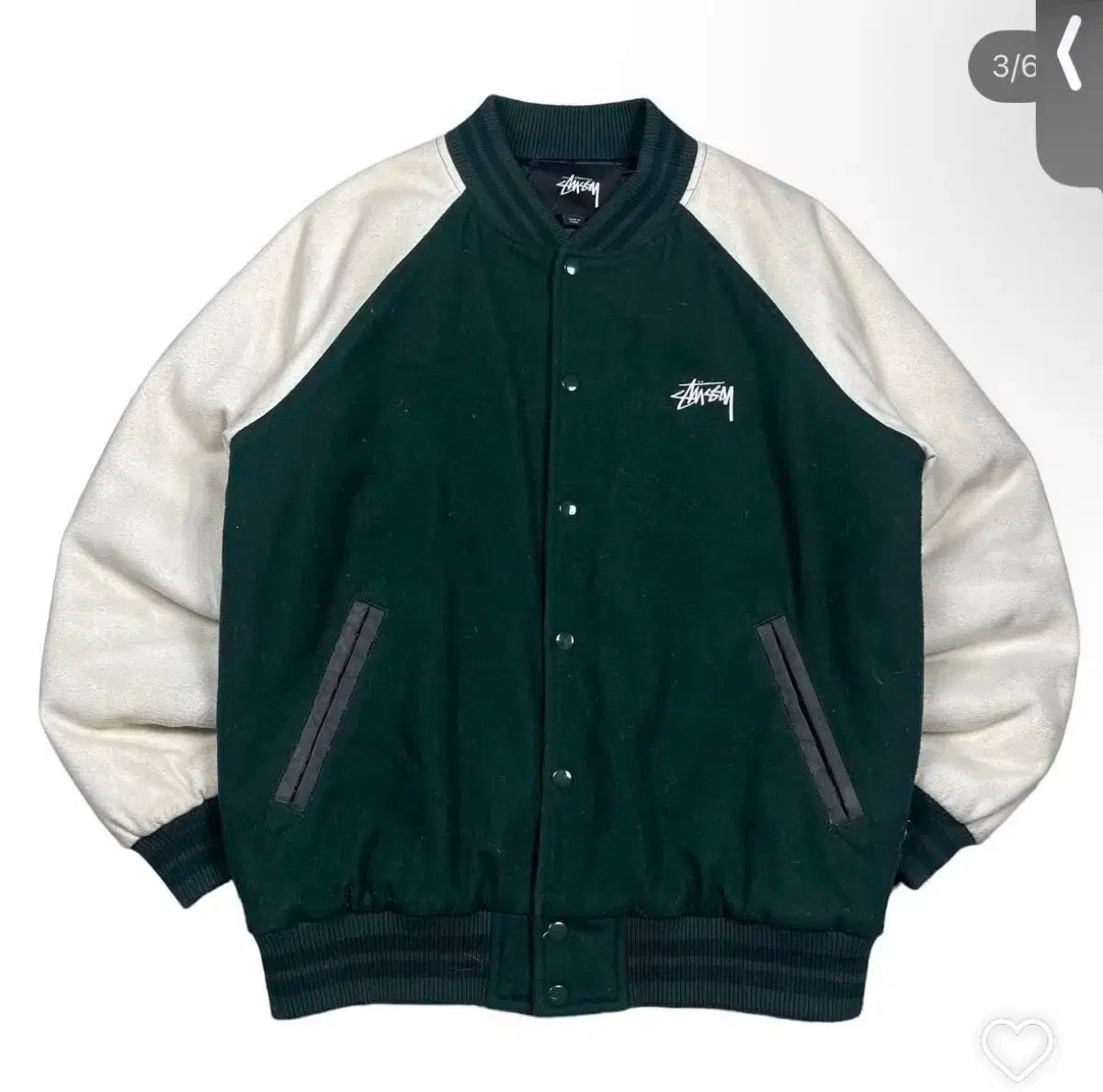 STUSSY(ステューシー) SS リンクロゴ スペルアウト バーシティ ジャケット 緑 M
