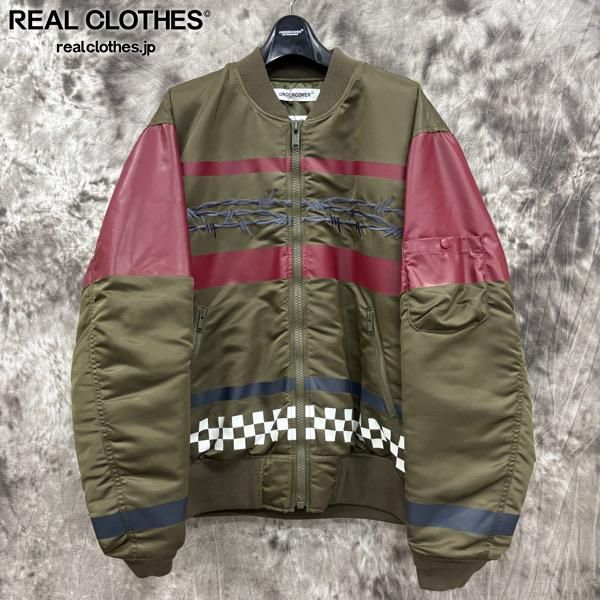 UNDERCOVER|アンダーカバー 24AW NyツイルワイヤーチェッカーMA-1 ブルゾンジャケット|UP2D4204|カーキ|4