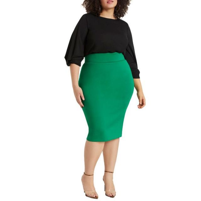 【送料無料】 エロクイ レディース スカート ボトムス Eloquii Women's Plus Size Neoprene Pencil Skirt Emerald