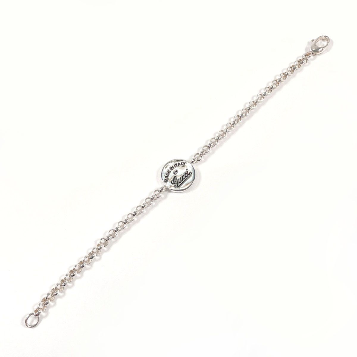 グッチ ブレスレット ラウンド プレート チェーン シルバー