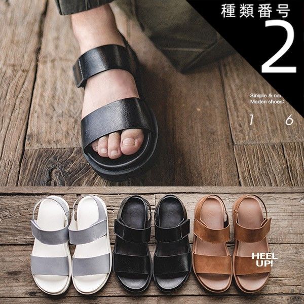 種類2：ブラック/24.5cm サンダル メンズ レディース お洒落 おしゃれ 夏 アウトドア ビーチ 海  レザーサンダル メンズ 本革 おしゃれ 黒