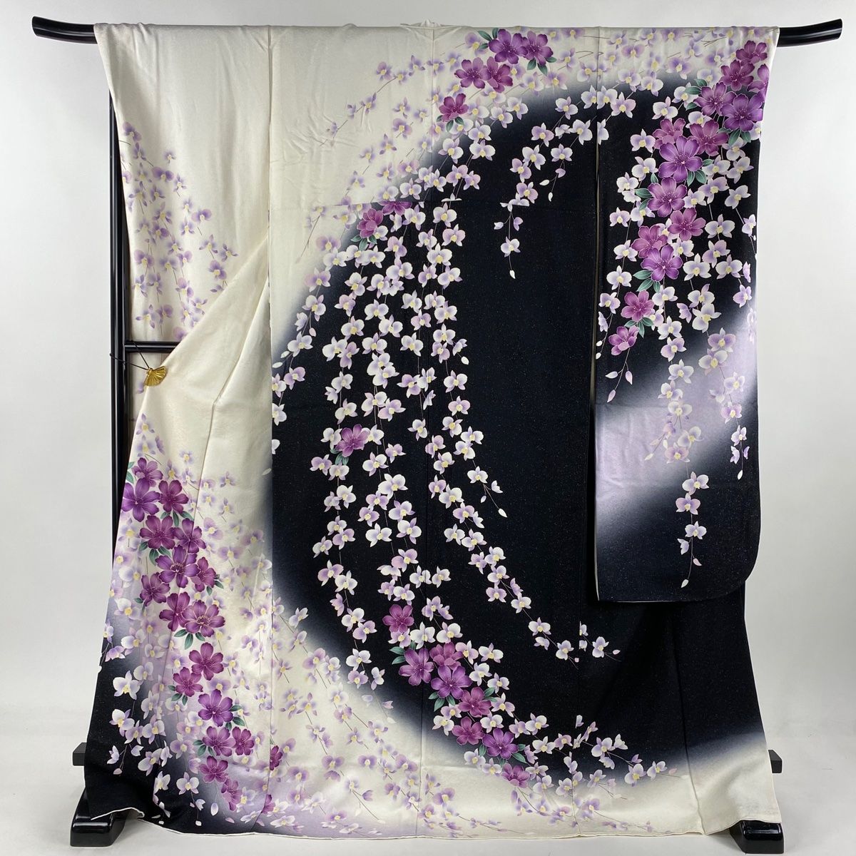 振袖 身長157-172cm ホワイト×エメラルドグリーン　正絹 振袖 身長157-172cm ホワイト×エメラルドグリーン正絹