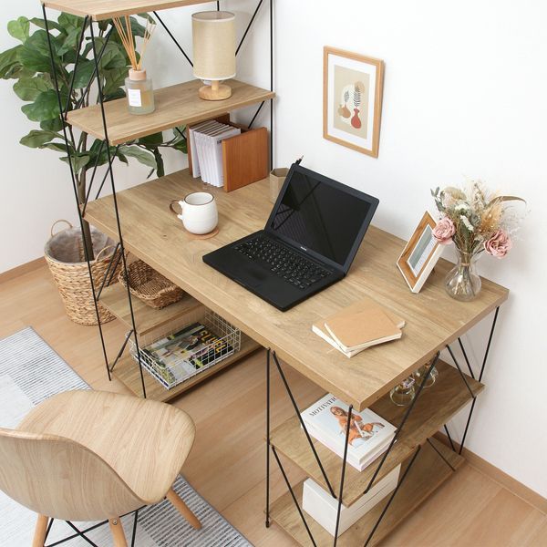 ラック付きワイヤーデスク NA ナチュラル 組立品 代引不可 WWW_KANDAIZUMI_COM