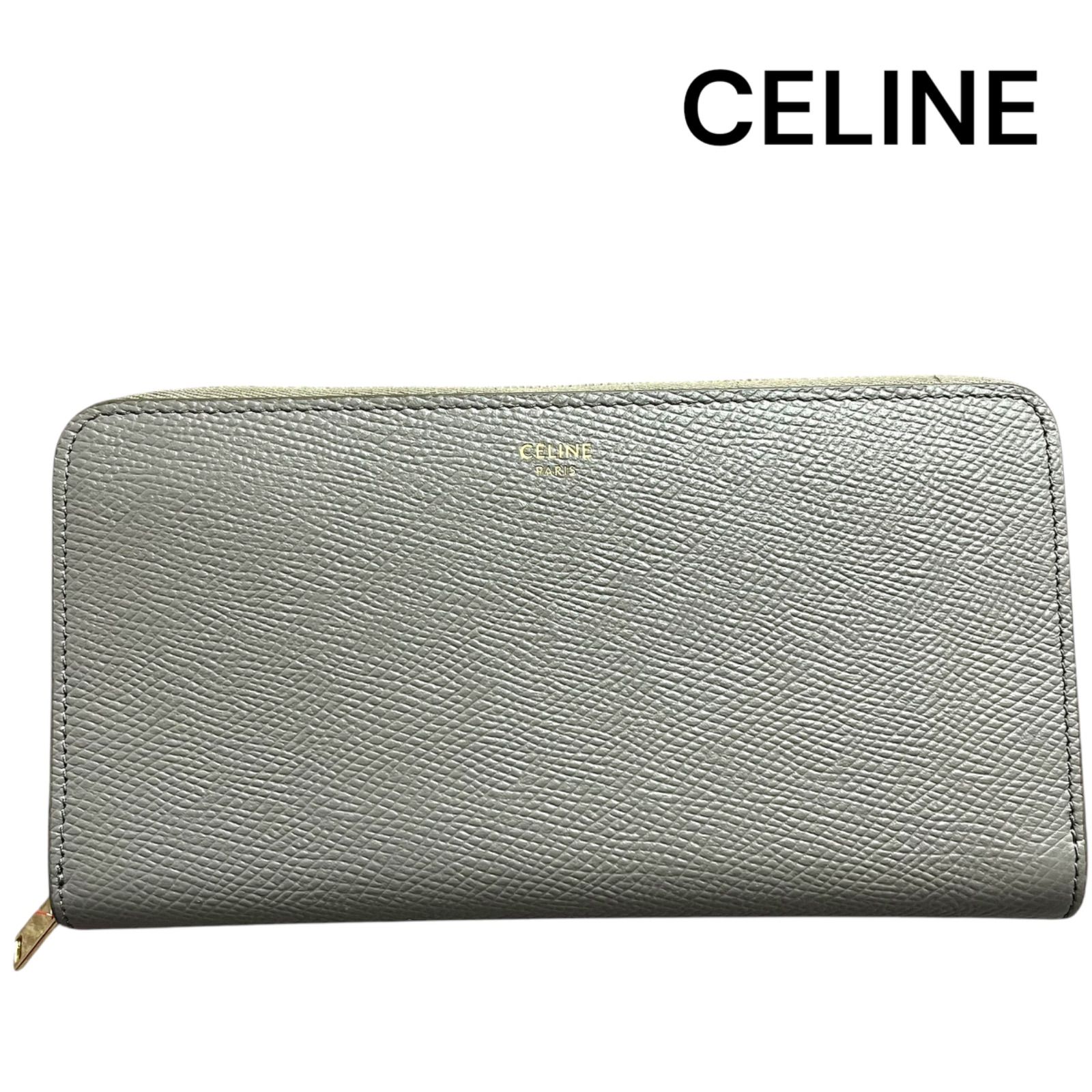 良品　セリーヌ　レザー　ラージ　ジップウォレット　ラウンドファスナー　長財布 ○セリーヌ CELINE ラージジップ 長財布 ラウンドファスナー、ジップ