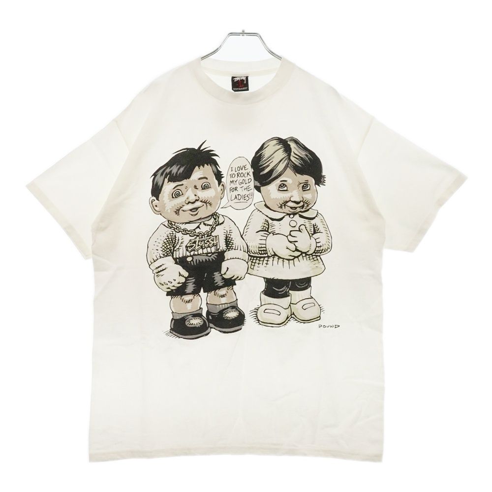 STUSSY (ステューシー) × POUND パウンド メキシコ製 クルーネック プリントTシャツ 半袖カットソー ホワイト