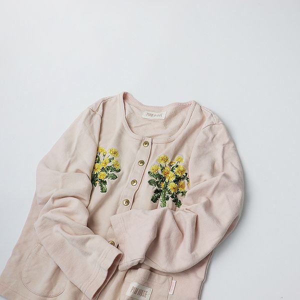 PINK HOUSE たんぽぽ刺繍キナリカーディガン