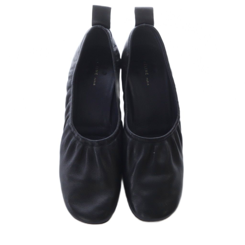 セリーヌ フィービー期 バレリーナ チャンキーヒールパンプス レザー  