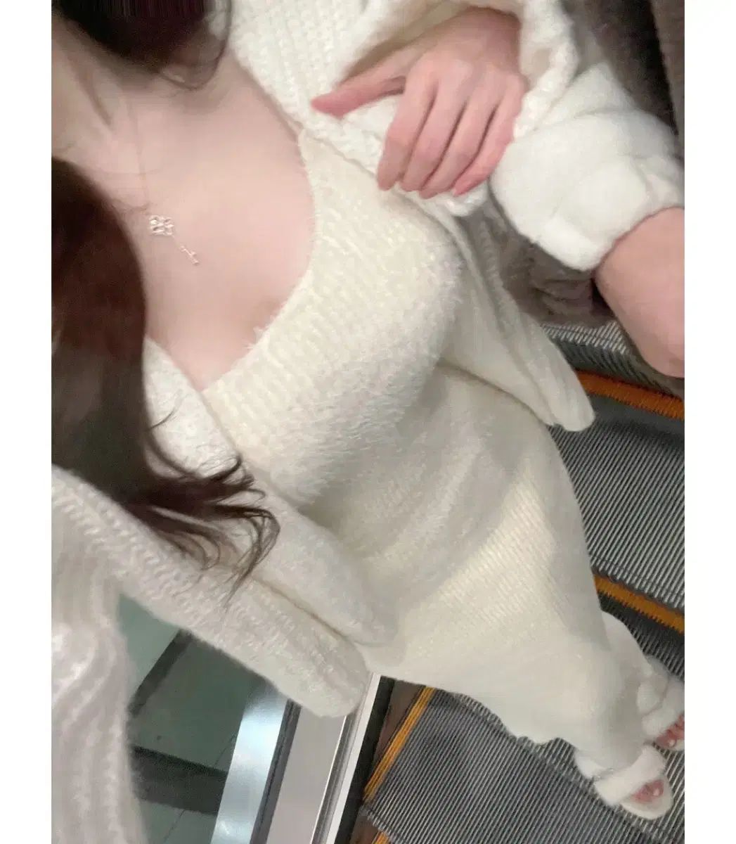 アンゴラノースリーブカーディガンセットアップトレーナーノースリーブカーディガンロング丈ワンピースウェ