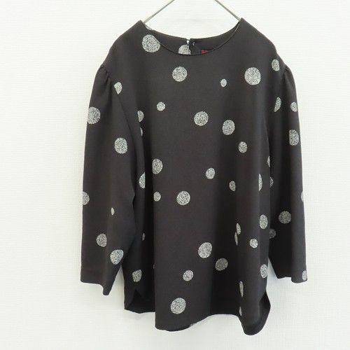 シセンドウ 詩仙堂 ヒトシタムラ ヴィンテージ カットソー ブラウス プルオーバー 七分袖 ちりめん 水玉 a968969
