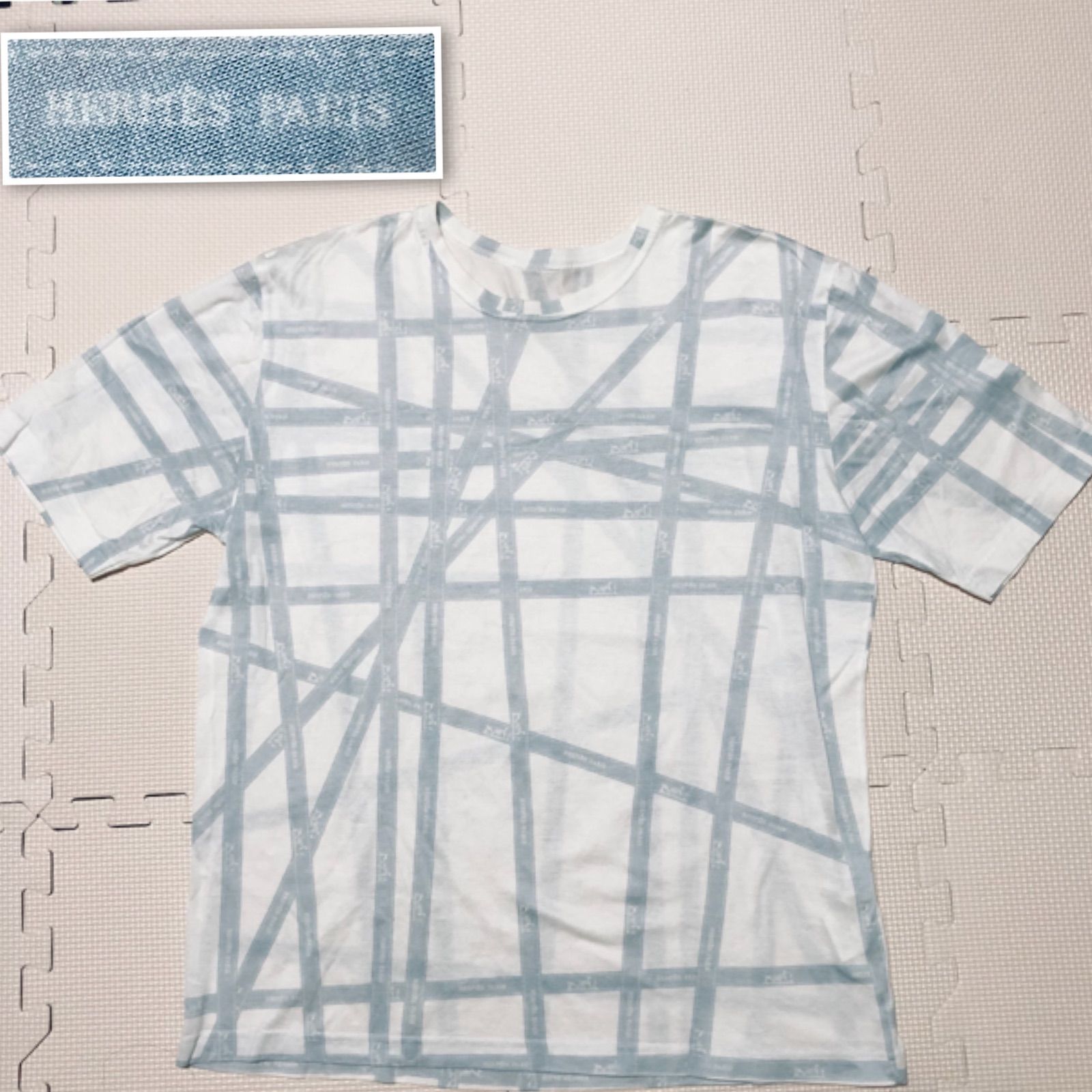 □良品□HERMES エルメス ボルデュック柄 Tシャツ 半袖 コットン