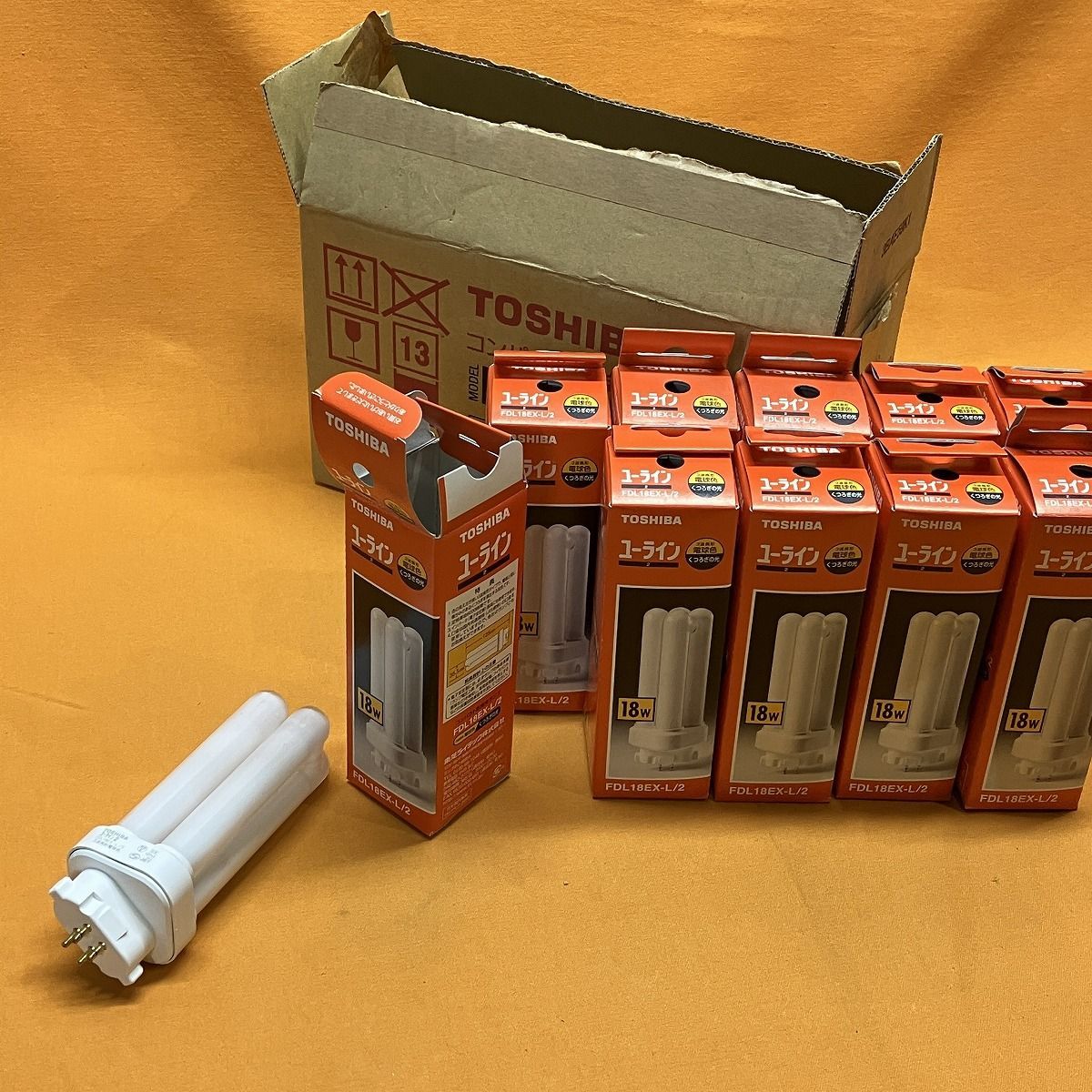 コンパクト形蛍光ランプ 10個入 東芝 FDL18EX-L|2 電球色
