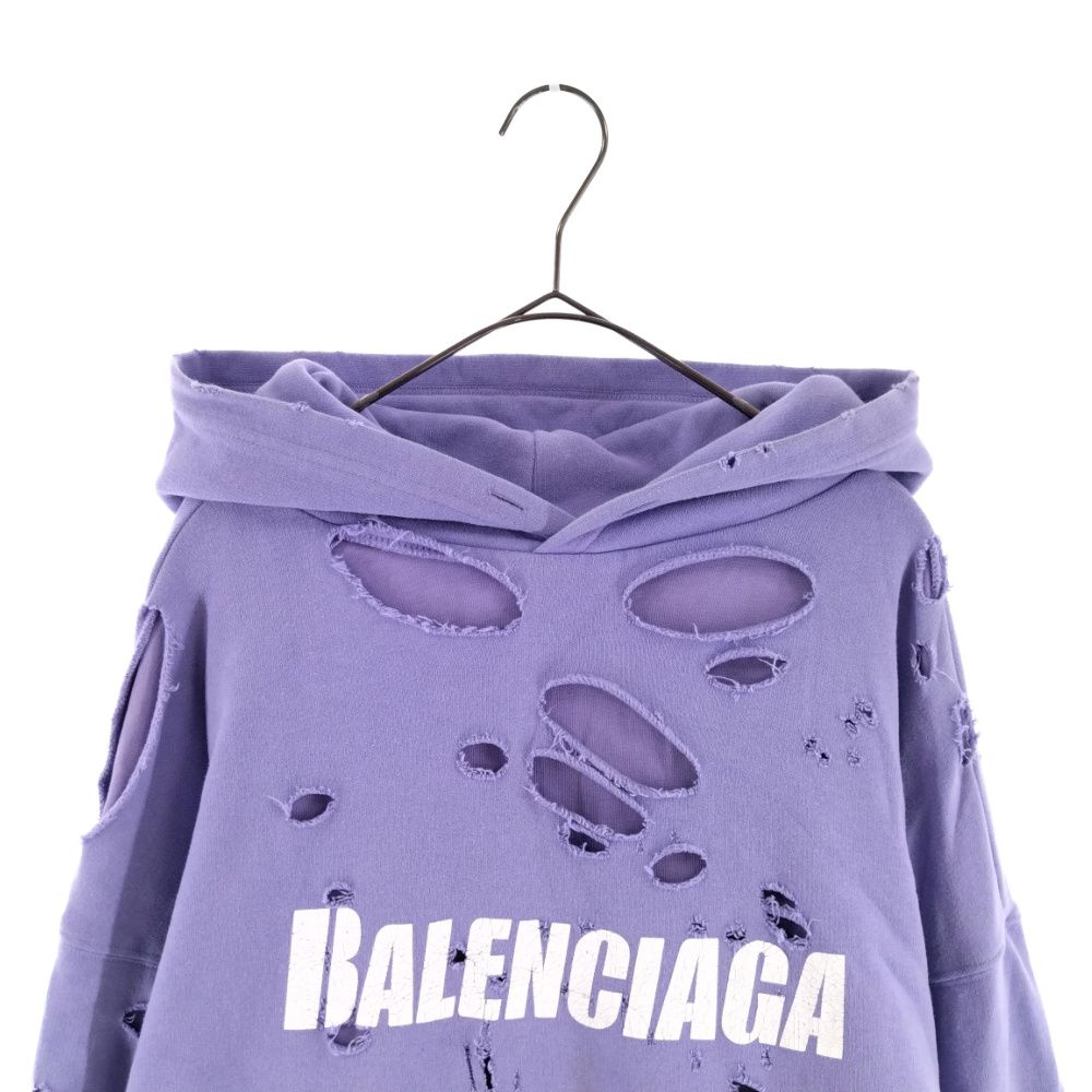 【１着でも送料無料】 BALENCIAGA (バレンシアガ) 21SS Caps Destroyed Hoodie トップス