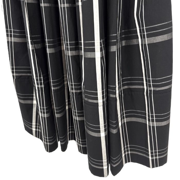 ドゥロワー Drawer ギャザーロングスカート チェック柄 ウエストリボン