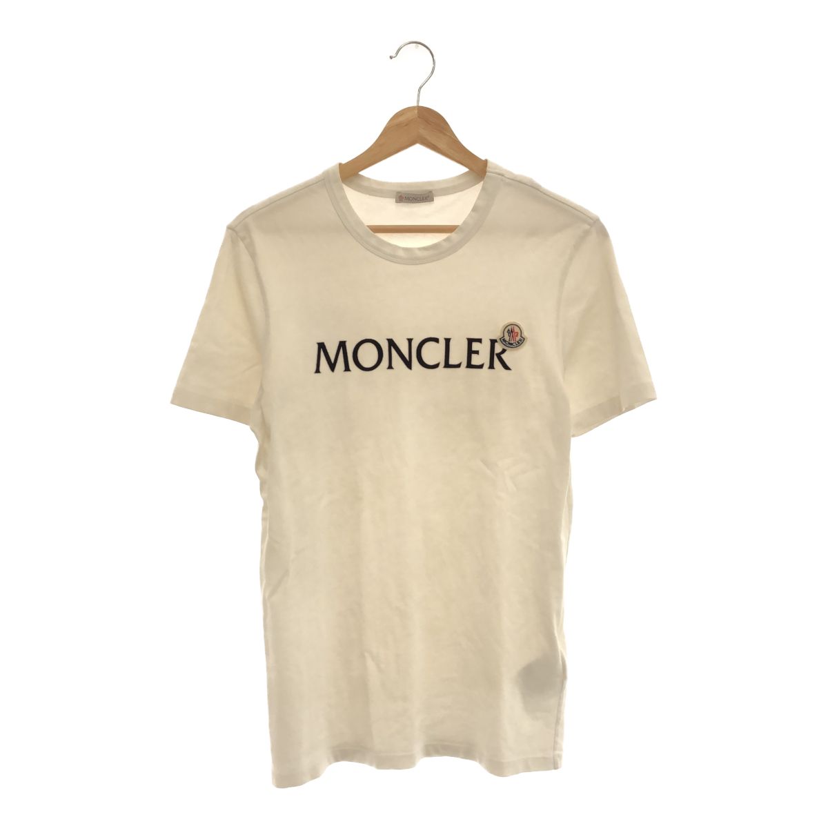 65cm肩幅美品□21SS MONCLER/モンクレール MAGLIA T-SHIRT ロゴデザイン コットン100％ クルーネック 半袖Tシャツ/カットソー XS グレー 正規品