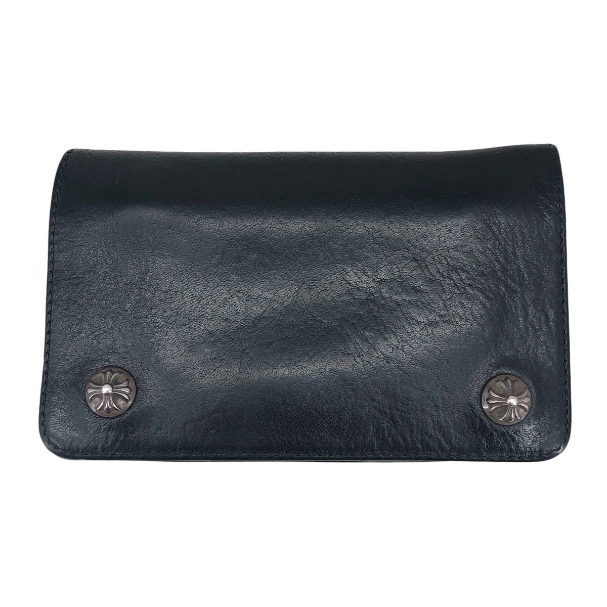 CHROMEHEARTS/1Zip Wallet Cross Button Black Heavy Leather クロム