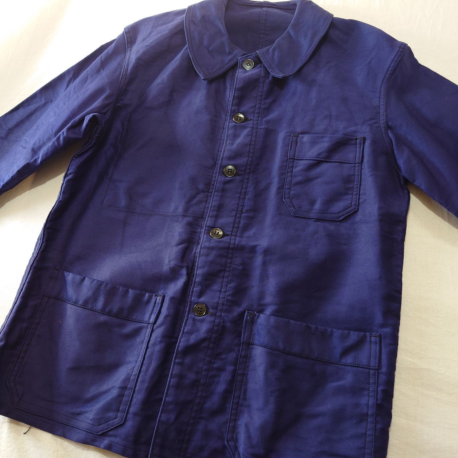 50s】フレンチワークジャケット モールスキン インクブルー