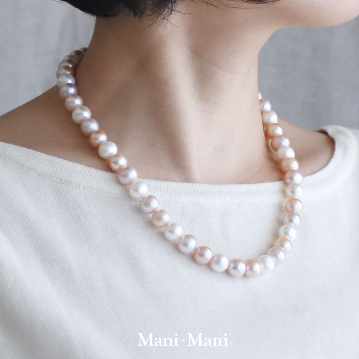 Mani・Mani】OUTLET 大粒 9-10mm珠 淡水真珠ネックレス（マルチ 