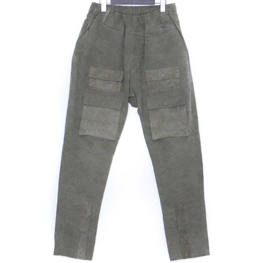 LAID BACK カーゴトラックパンツ ミリタリーテント生地 サイズ2 カーキ LAID BACK カーゴトラックパンツ ミリタリーテント生地 サイズ2 カーキ