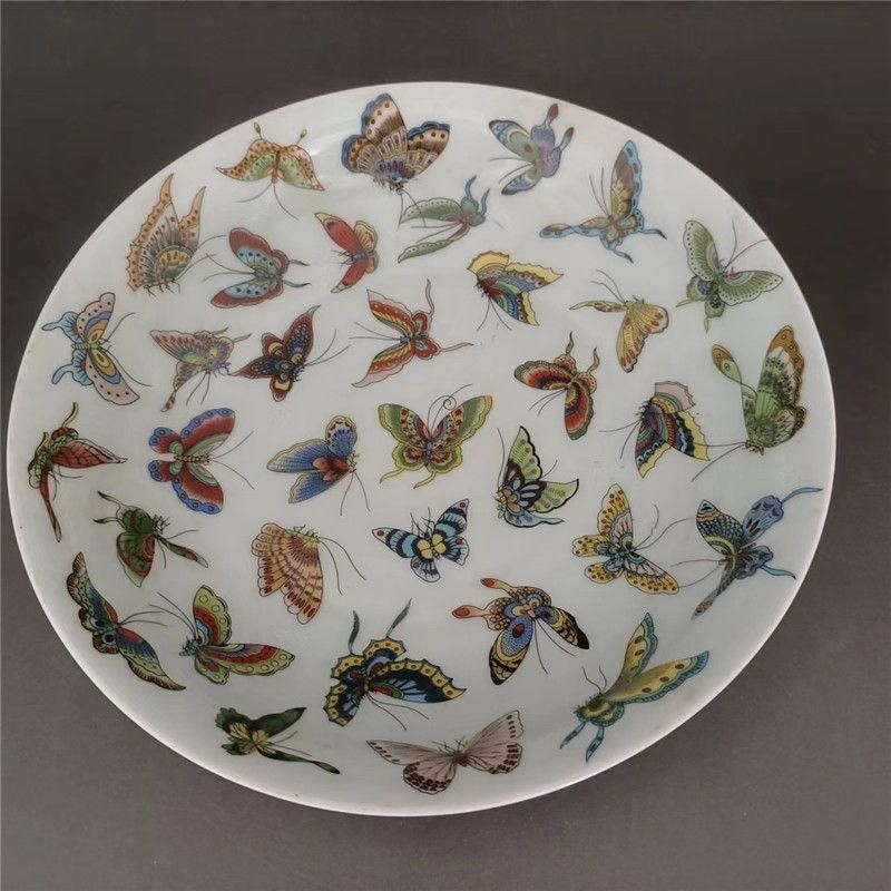 大清光緒年パステル蝶紋盤 景徳鎮 陶磁器 装飾品 工芸品 美術品 置物 大清光緒年パステル蝶紋盤 景徳鎮 陶磁器 装飾品 工芸品 美術品