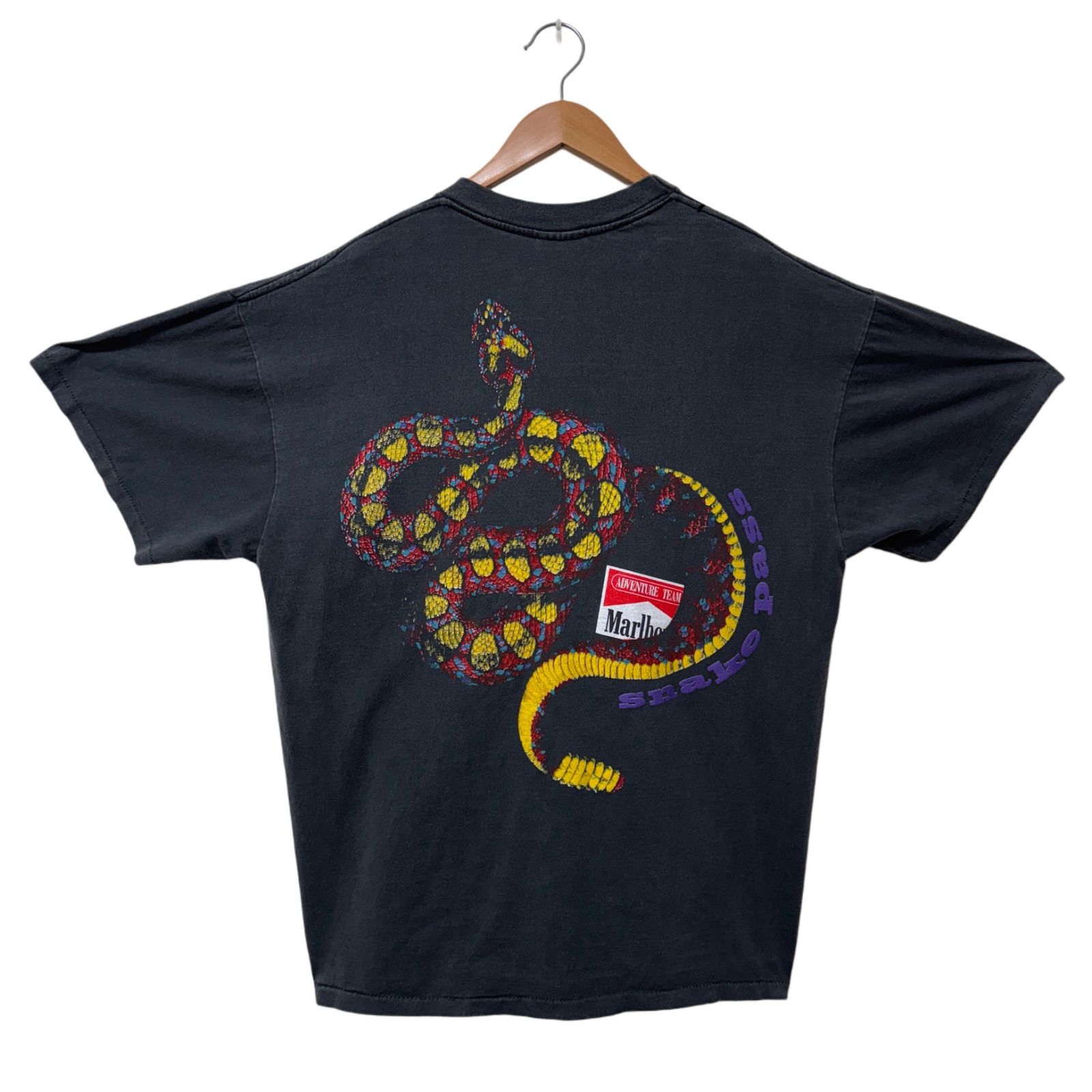 Marlboro スネークプリントTシャツ マルボロ Tシャツ XLサイズ ブラック USA製 90s タルテックス