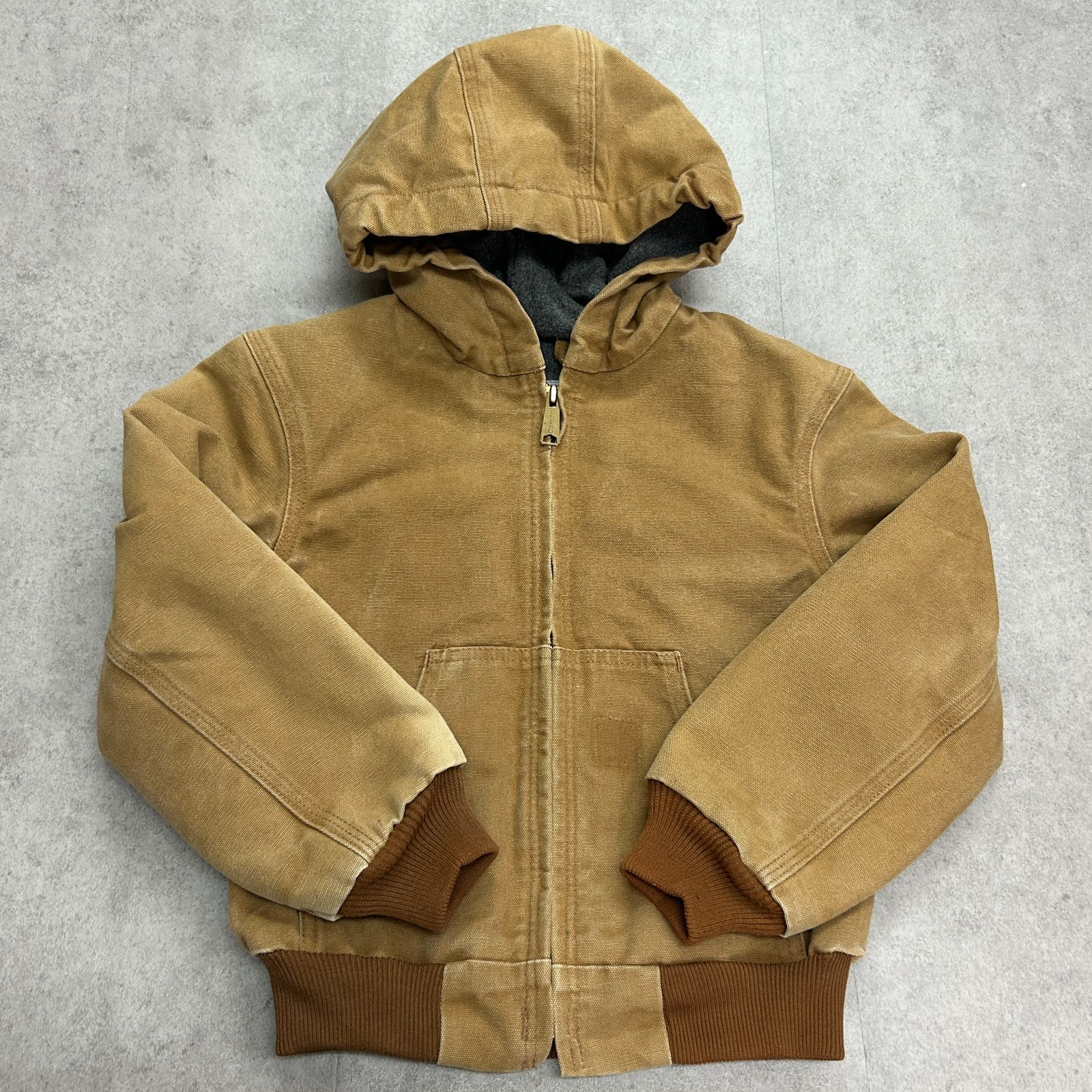 00s　Carhartt　カーハート　アウター　アクティブジャケット　パーカー　ダックジャケット　メキシコ製　古着　カーハートブラウン　ベージュ系　キッズS