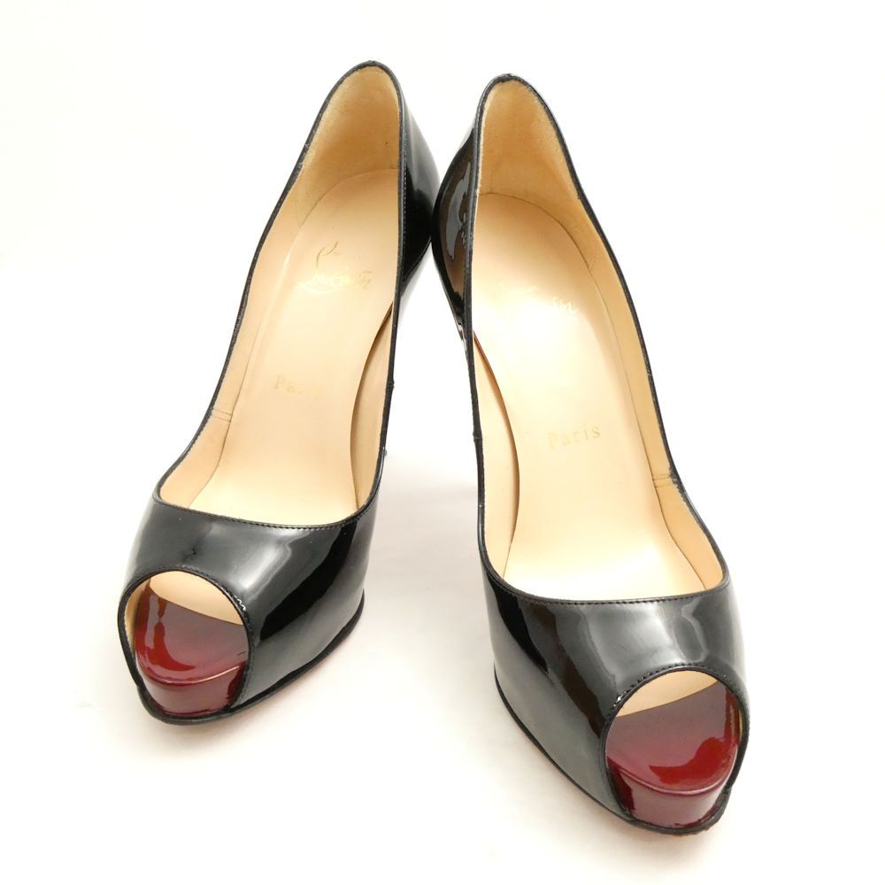 Christian Louboutin ルブタン VERY PRIVE 120 オープントゥパンプス 36.5 PATENT CALF パテント ハイヒール レディース AY6893