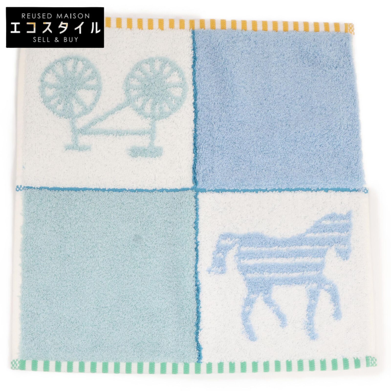 HERMES エルメス Les Cabanes コットン ハンドタオル