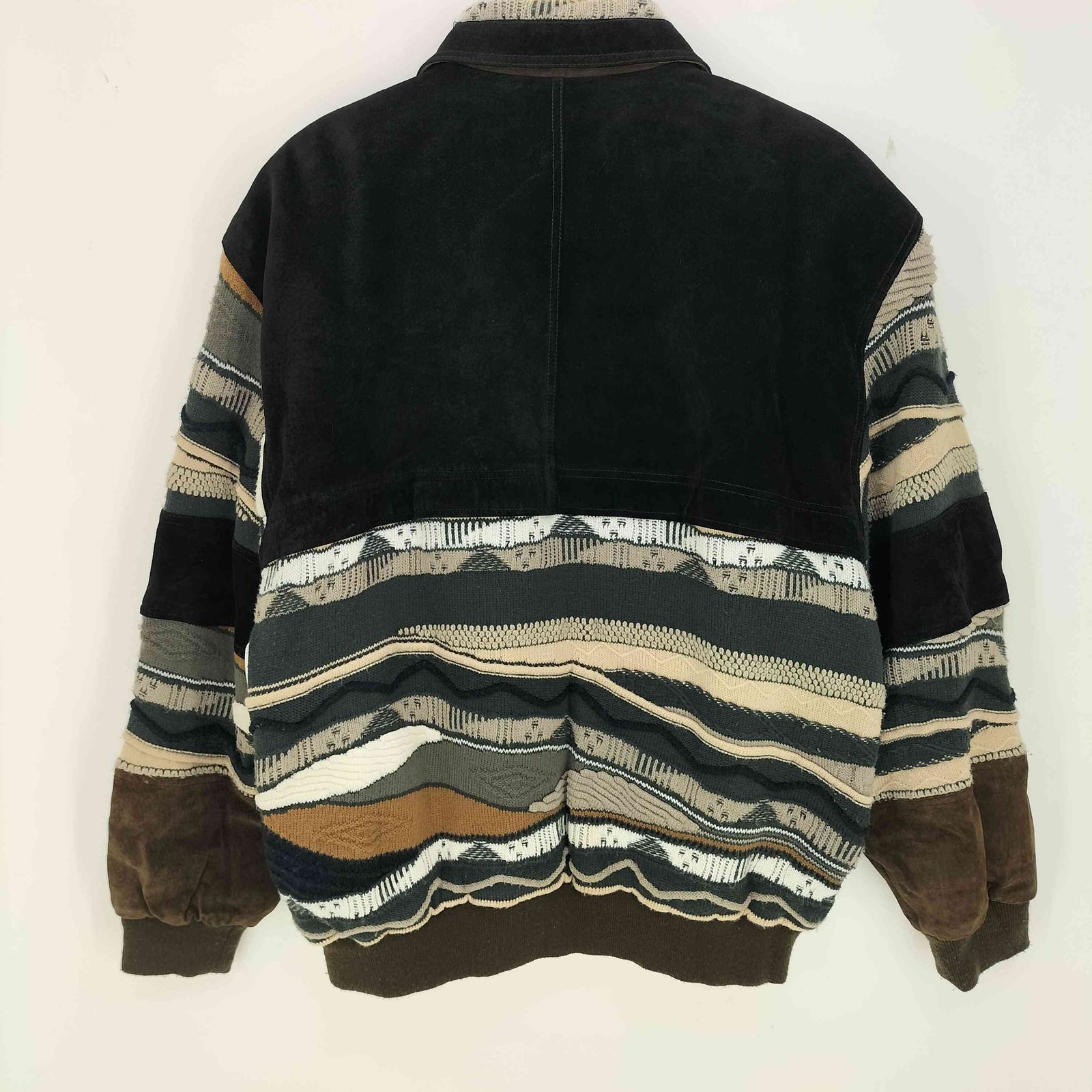 ユーズドフルギ USED古着 3Dニット切替 ピッグレザージャケット  