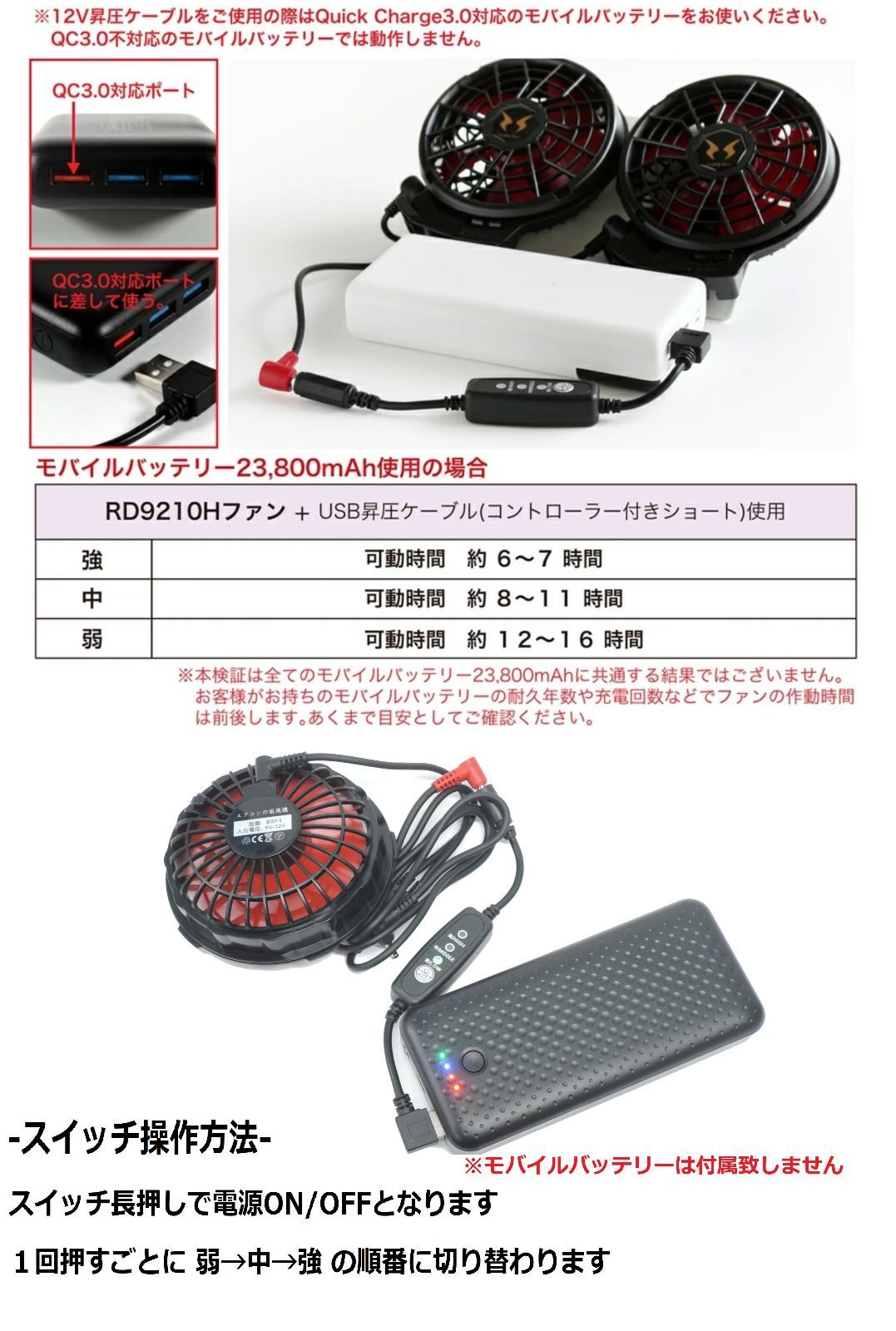 空調服用薄型ファン 2個セット + 電源アダプター heatkg_hk-acadptrcable